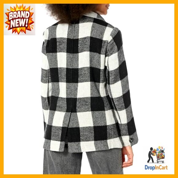 Buffalo Plaid Blazer Classic Chic Workwear Regular Fit Long Sleeve Lined - Picture 2 of 2